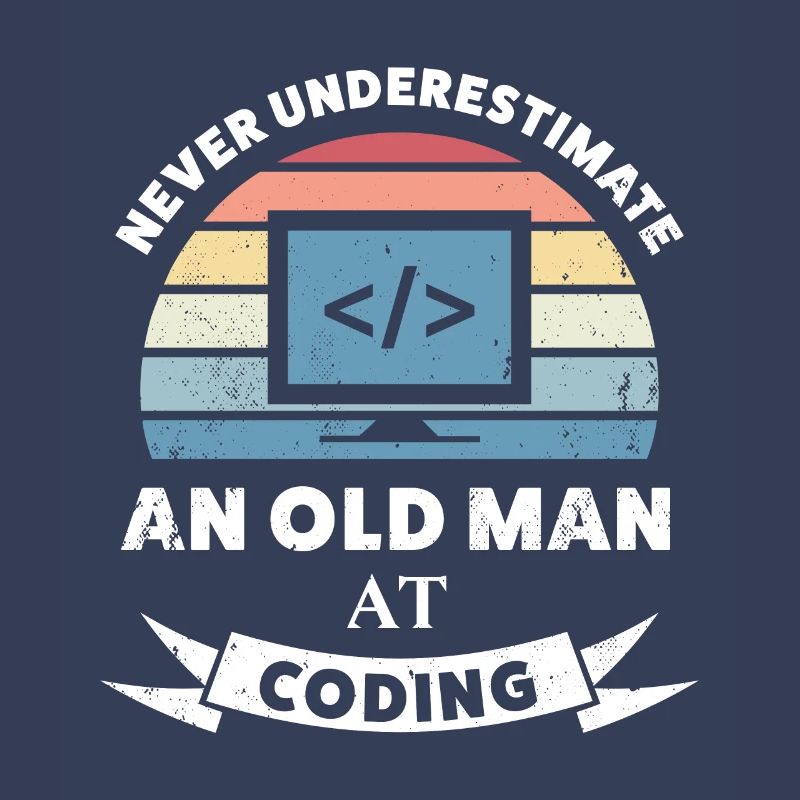 Funny Old Man at Coding Programming Gift