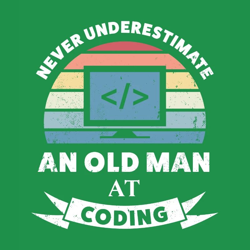 Funny Old Man at Coding Programming Gift