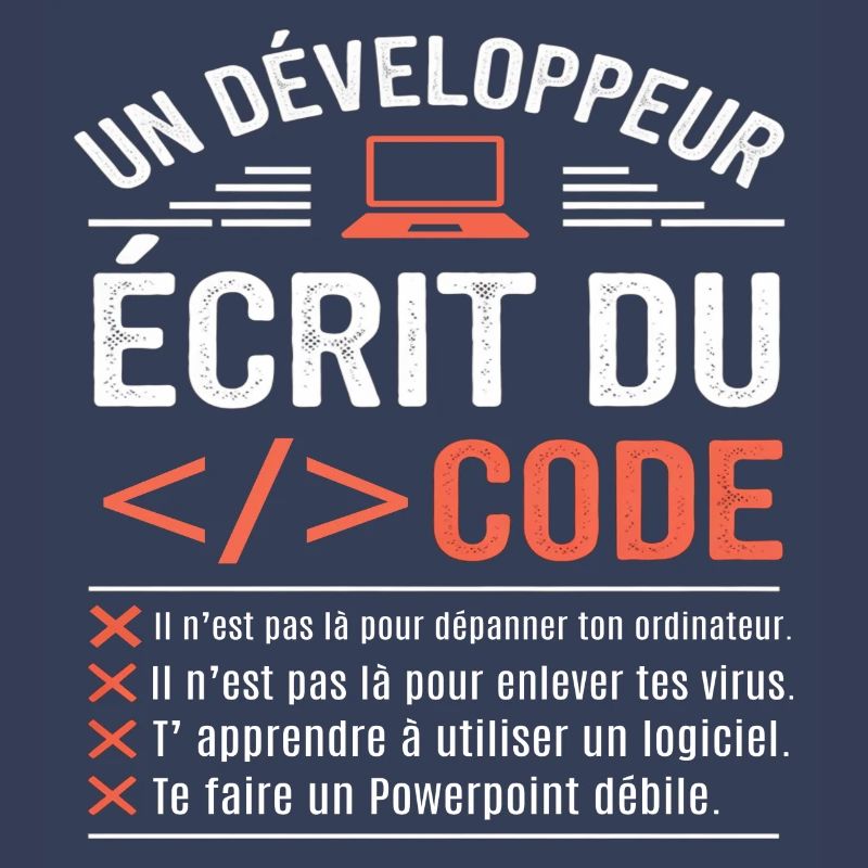 Un développeur écrit du code humour programmation