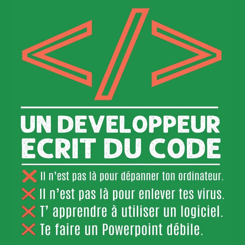 Un développeur écrit du code humour programmation