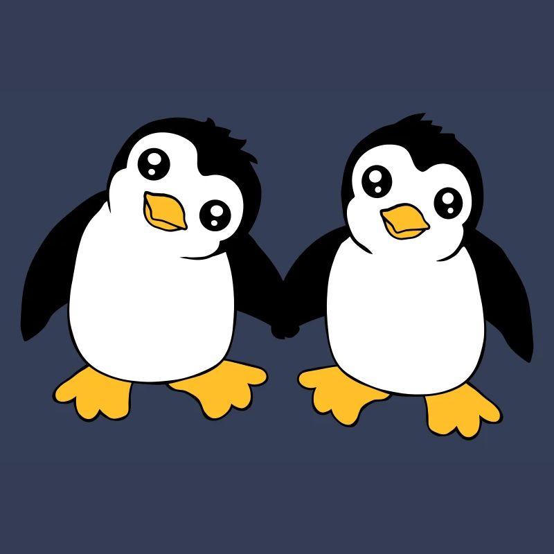 2 mignons petits pingouins drôles amis aiment l’équipe