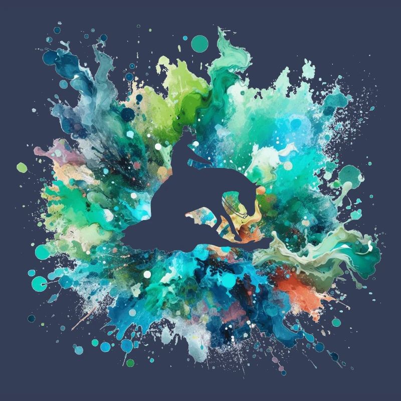 Touche de couleur avec un bleu-vert pur découpé