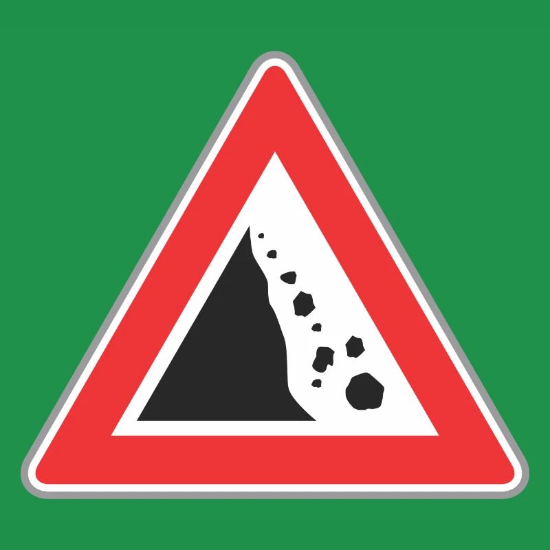 Road sign Stone fall