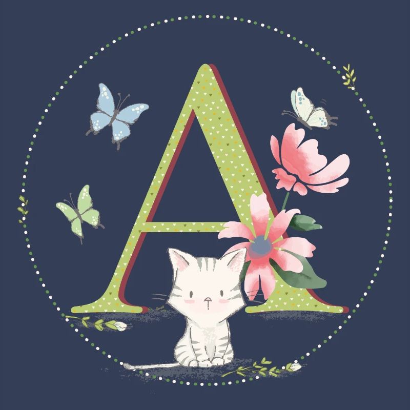 Lettre initiale A avec chat