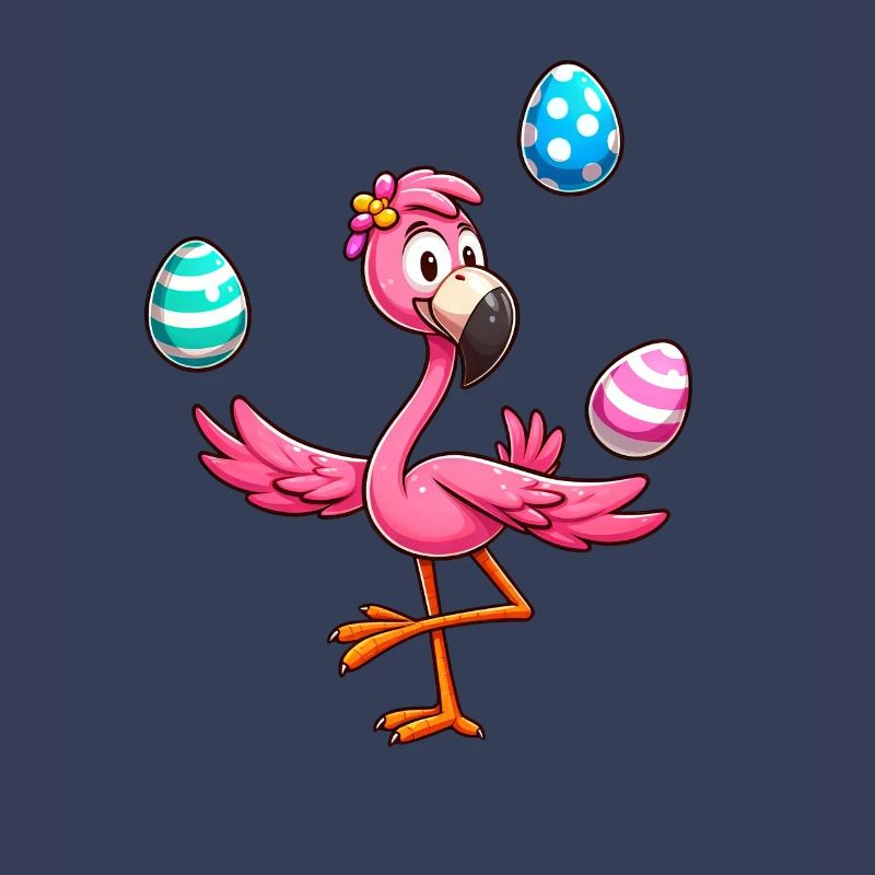 Flamingo Juggler with Easter Eggs Feast