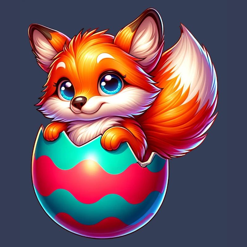 Hatching red fox from Easter egg