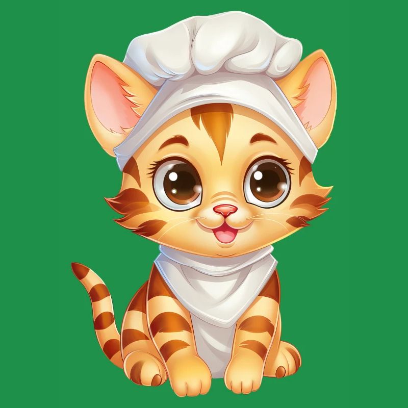 Cute Bengal Cat Chef Comic Design