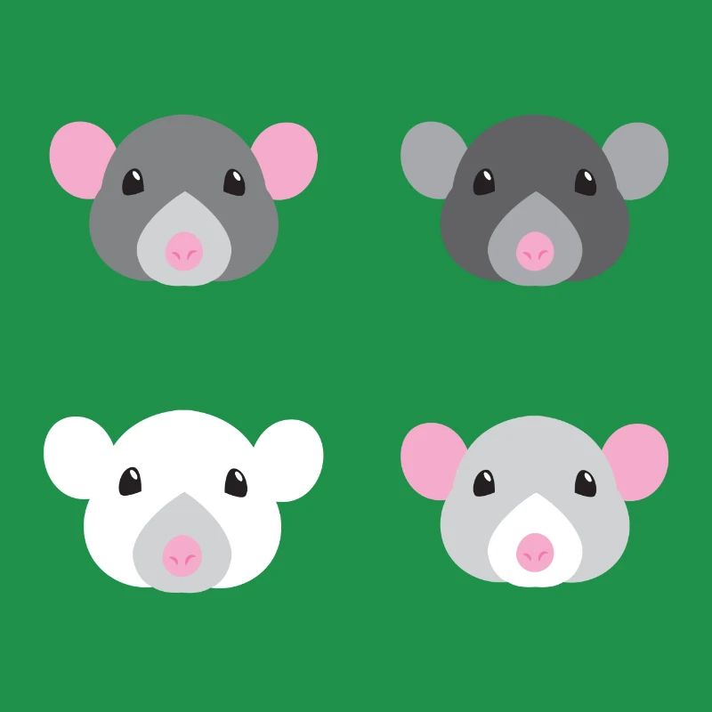 vier Mäuse Rattengesichter