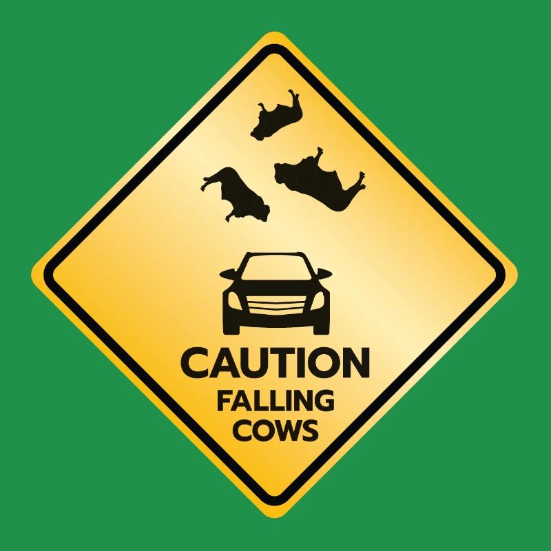 Caution Sign Falling Cows