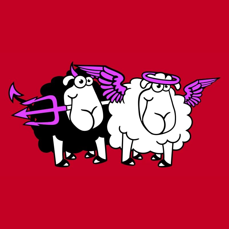 2 Sheep Angel Devil Satan Hell Evil Heaven Good