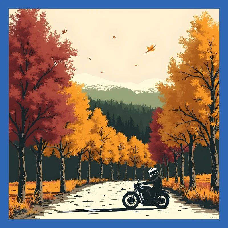Rangée d’arbres à impression en bloc + vélo