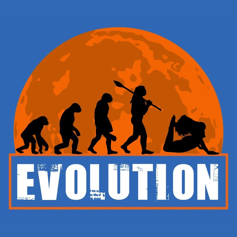 Yoga Evolution Silhouette Sunset Retro