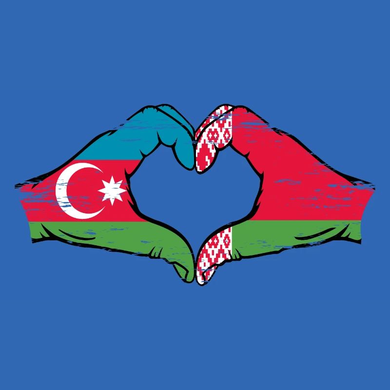 Azerbaïdjan Biélorussie drapeau mains forme de coeur utilisé