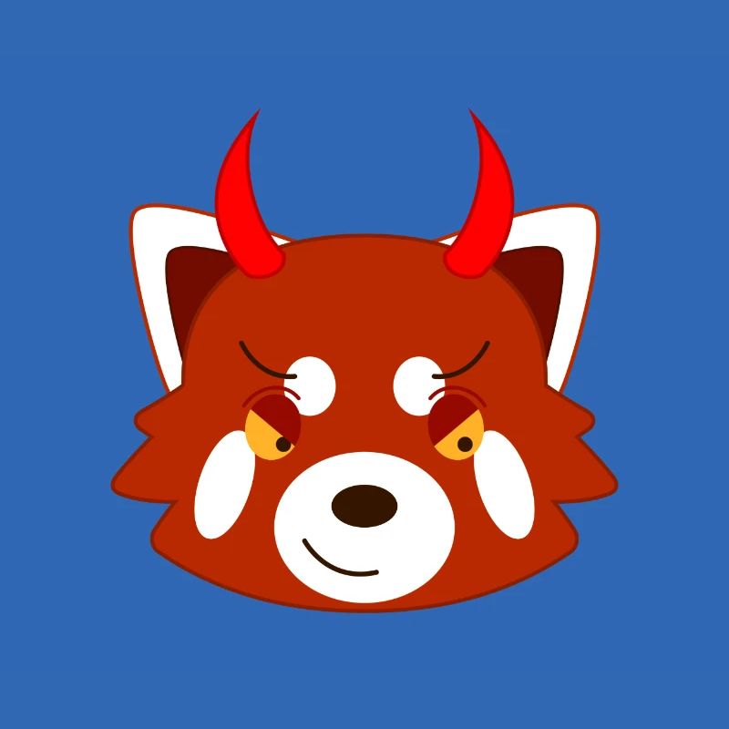 Red panda disguised as a devil for Halloween