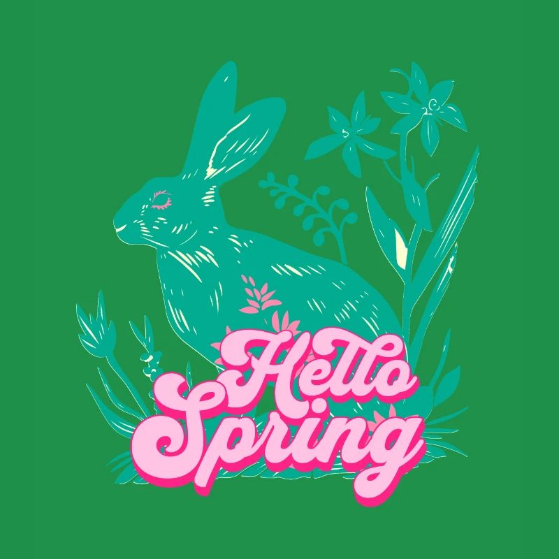 Hello Spring Rabbit with Flowers