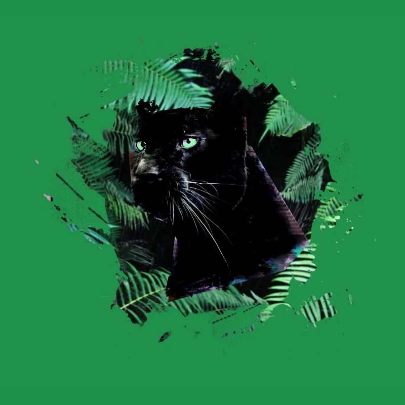 panthère, guépard, léopard, noir, vert, jungle