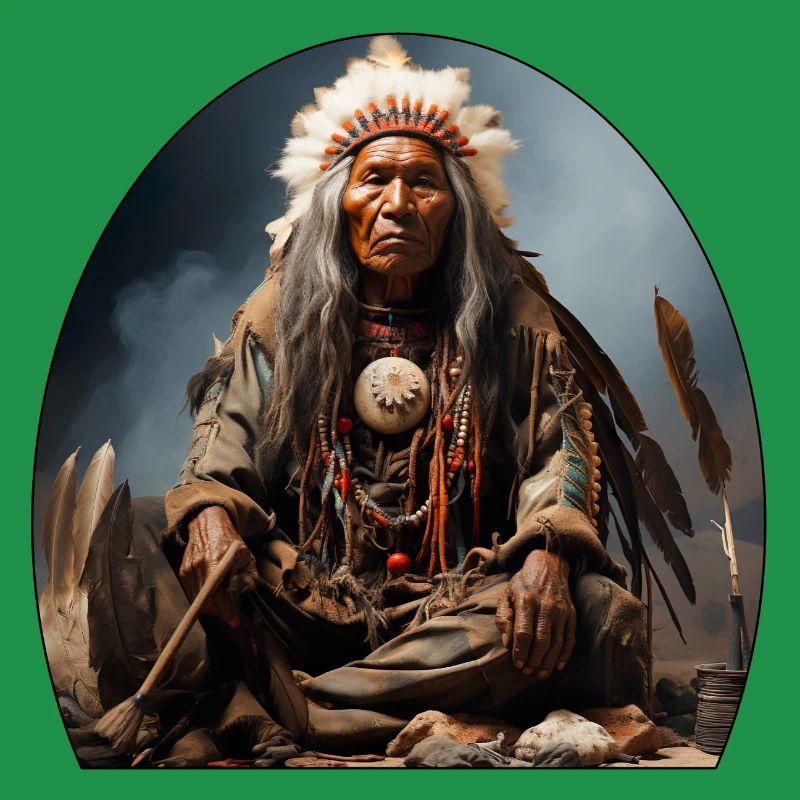 Chef indien avec coiffe de plumes