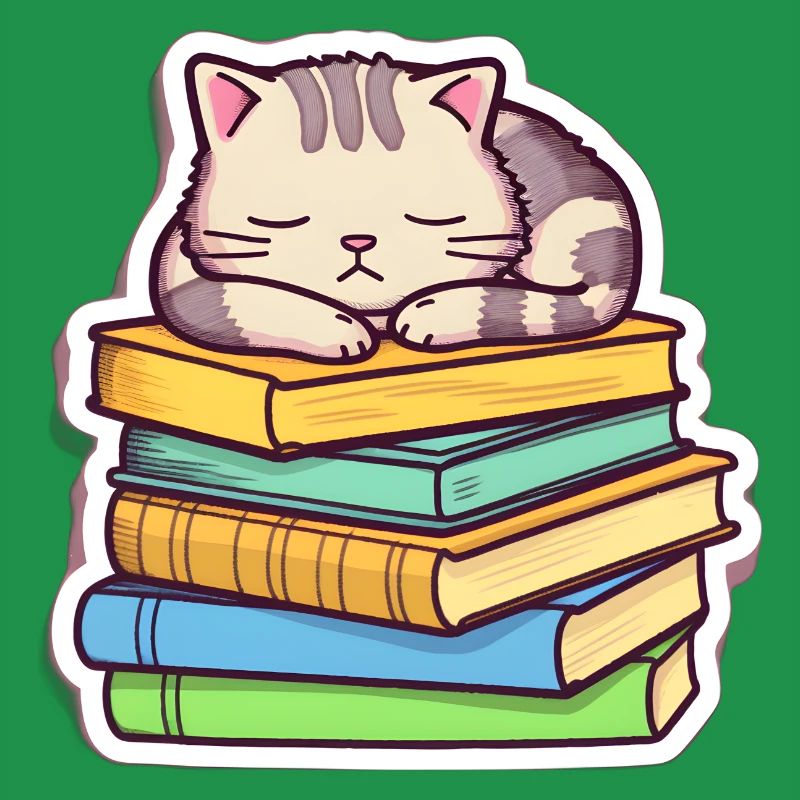 Sleeping Book Cat