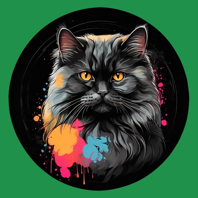 Portrait mignon de chat persan avec des éclaboussures de couleur