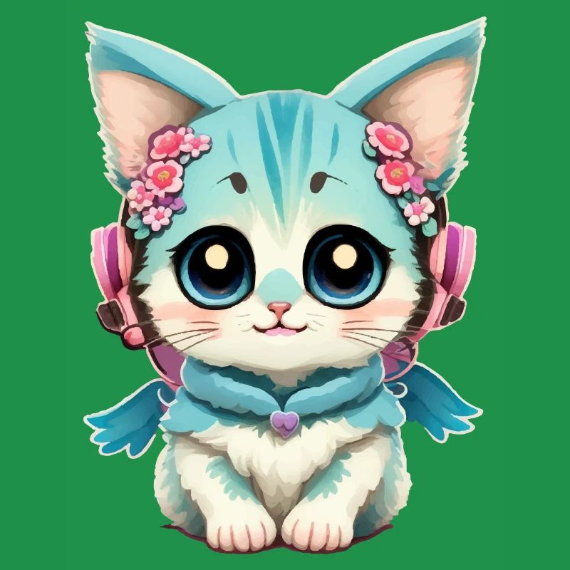 Mignon bébé chat avec des fleurs
