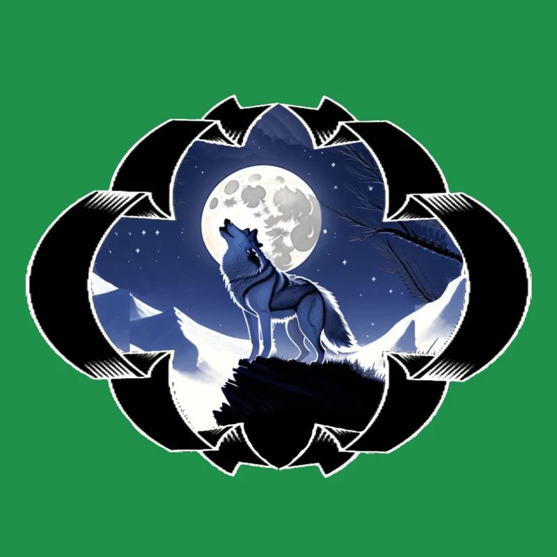 Wolf , Wolf-Design, Wolf im Mondschein,