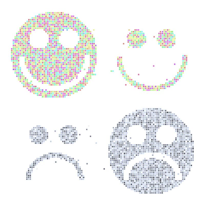 Visages heureux et tristes