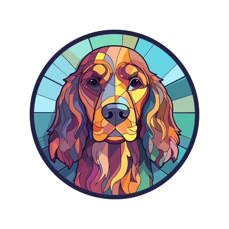 Cocker anglais Spaniel chien vitrail coloré