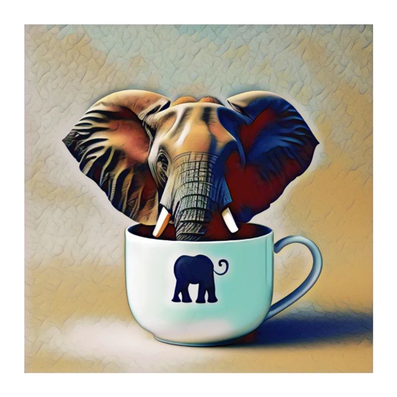Elephant drinking a coffee