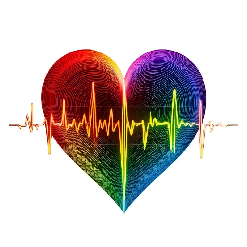 EKG Regenbogenfarben mit Herz