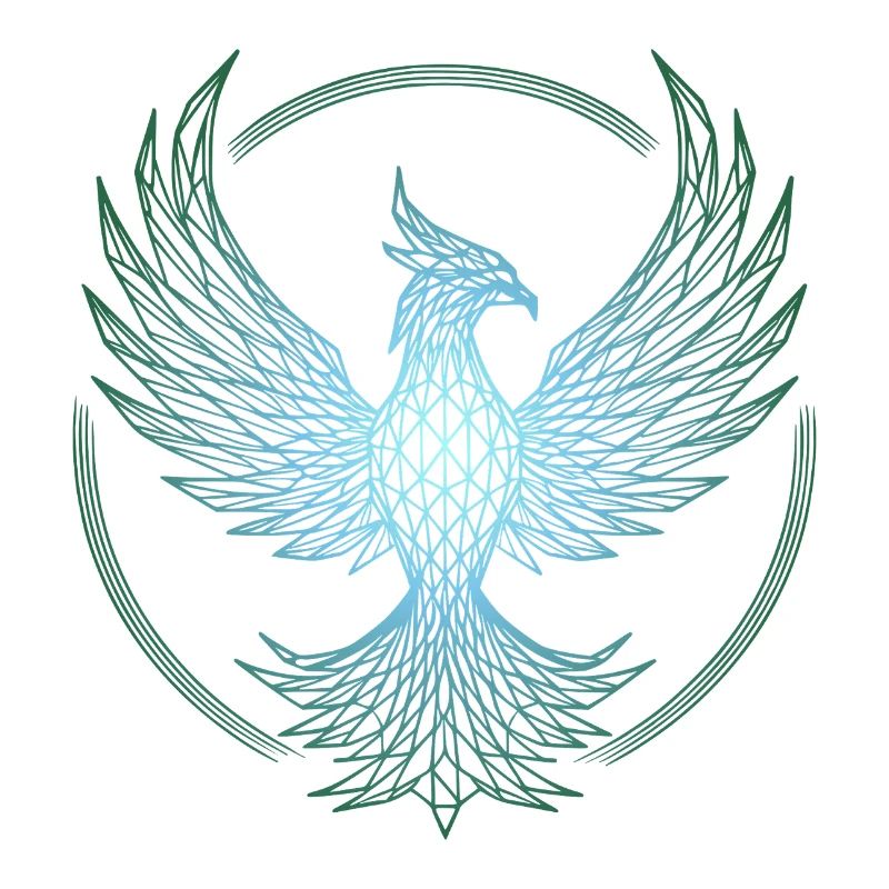 Phoenix polygonal bleu électrique