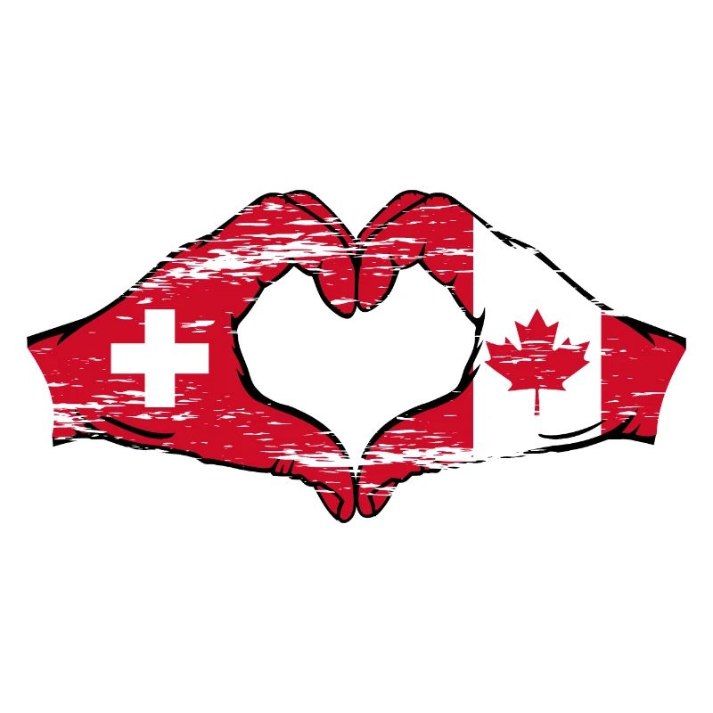 Suisse Canada Drapeau Mains Coeur Forme Utilisé