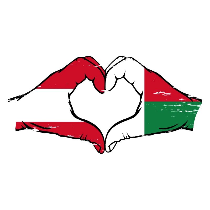 Autriche Madagascar Drapeau Mains Coeur Forme Utilisé
