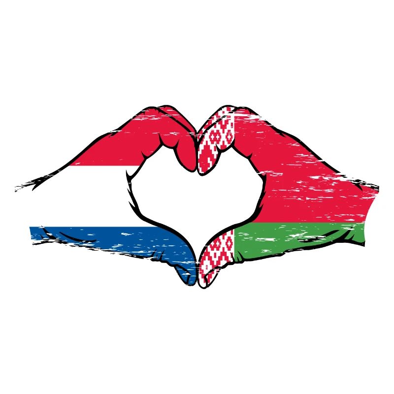 Hollande Biélorussie drapeau mains forme de coeur utilisé