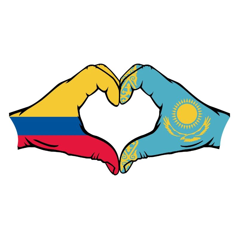 Colombie Kazakhstan drapeau mains forme de coeur