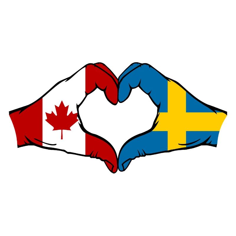Canada Suède Drapeau Mains Coeur Forme