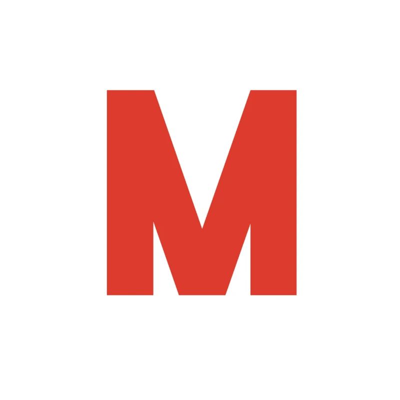 Red M logo on black
