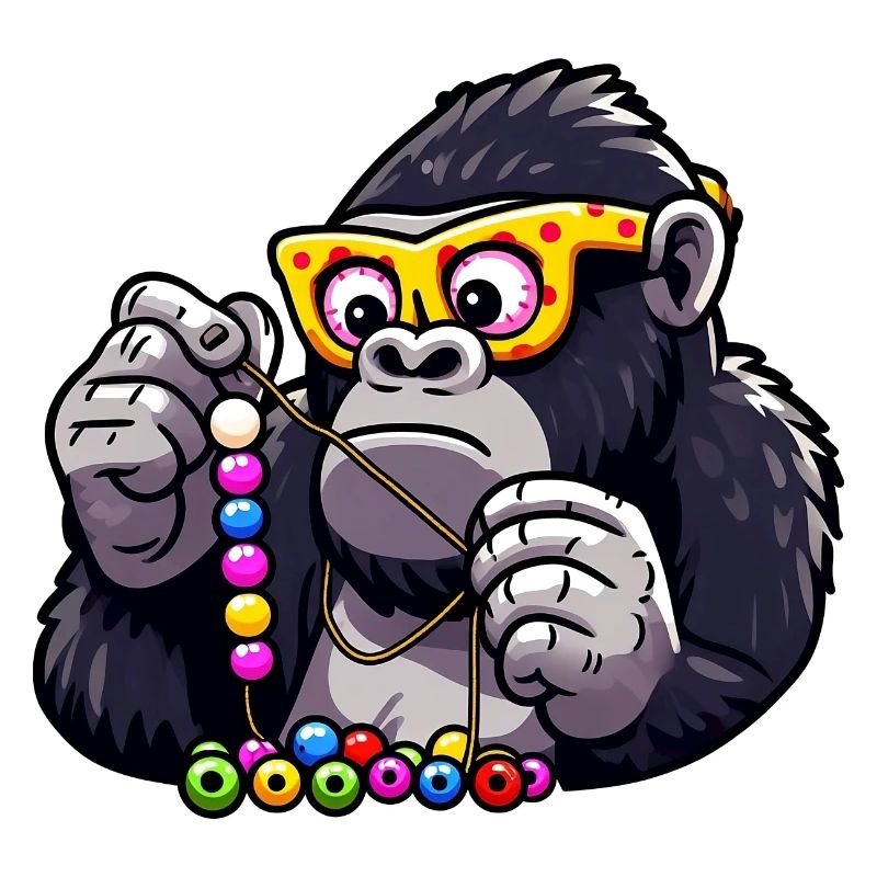 Gorilla stringing pearls