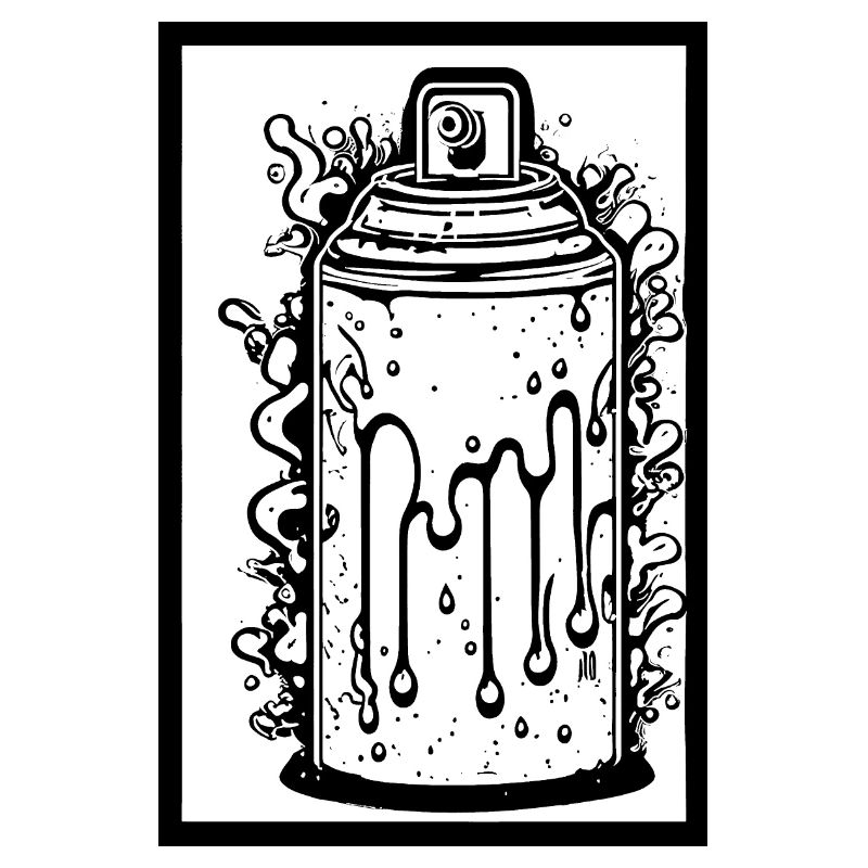 Comic spray can with drops in frame