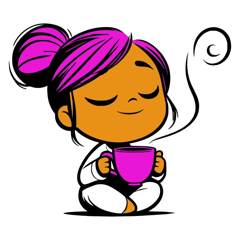 Tassmine enspannt mit einer Tasse Tee oder Kaffee