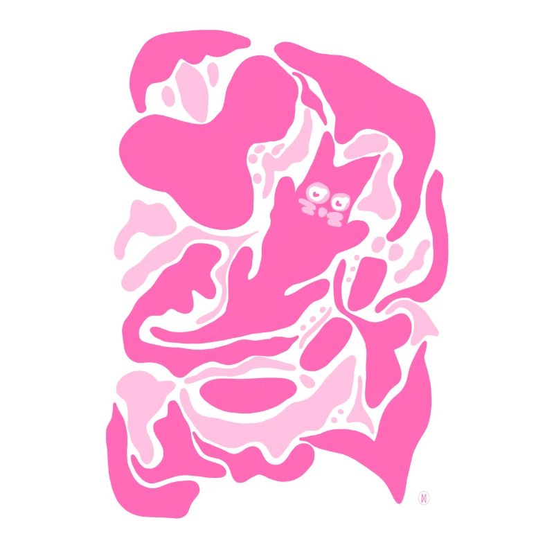 Chat rose abstrait