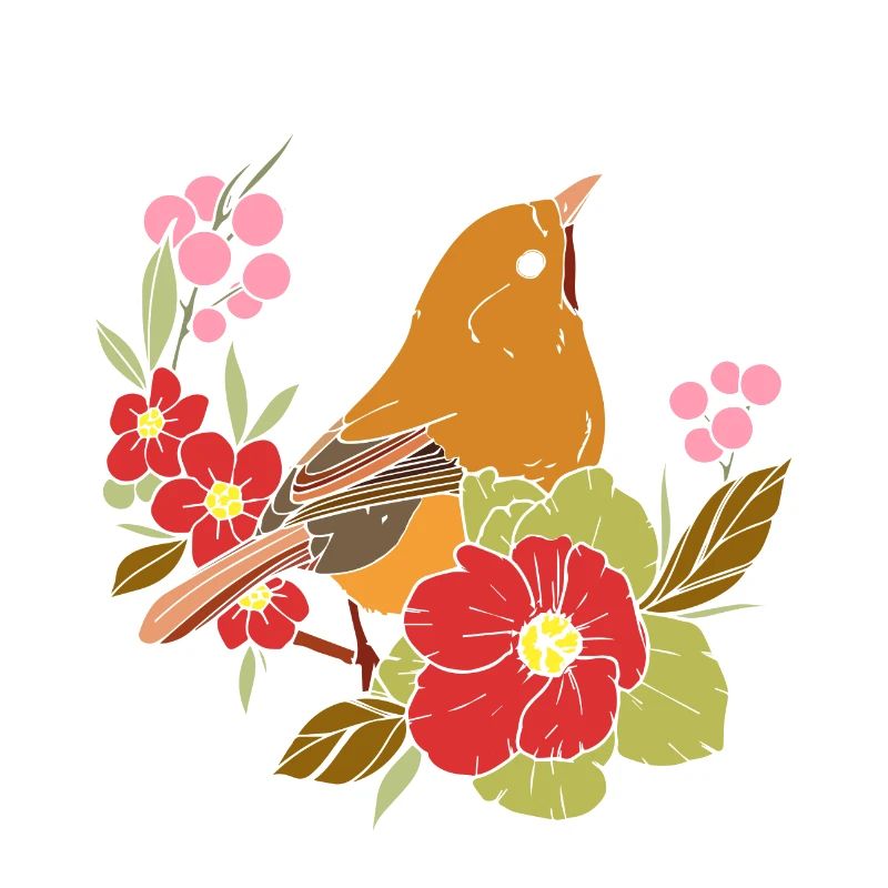 Oiseau de printemps dans les fleurs