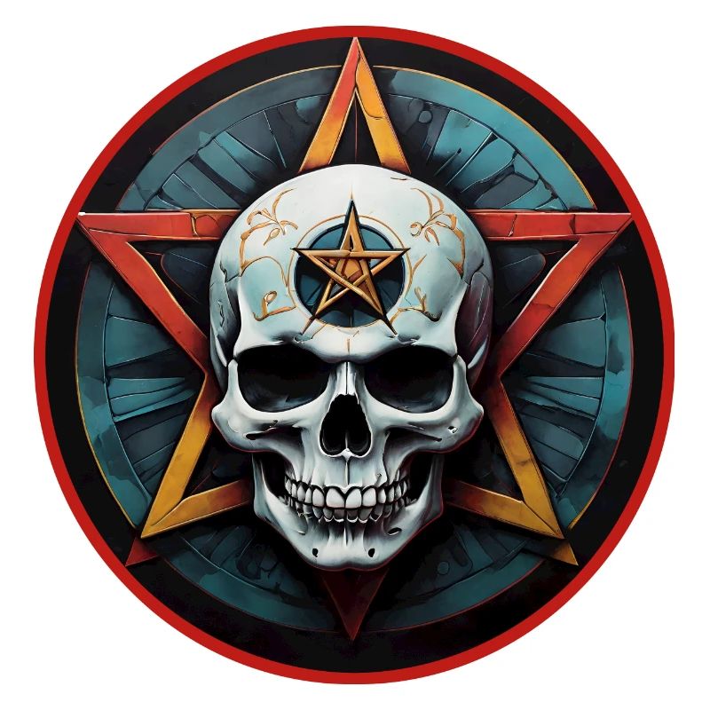 Bunter Skull mit Pentagramm