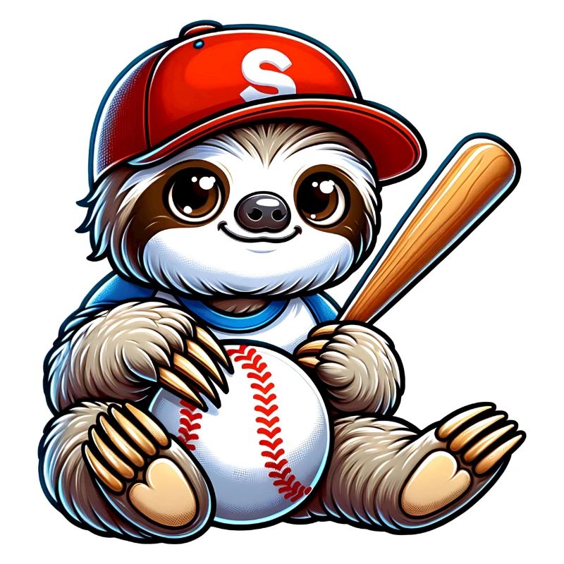 Cute Sloth Baseball Player Motif
