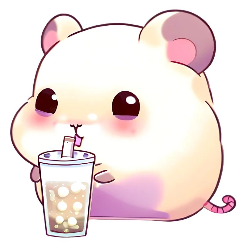 Kawaii Hamster with Bubble Tea