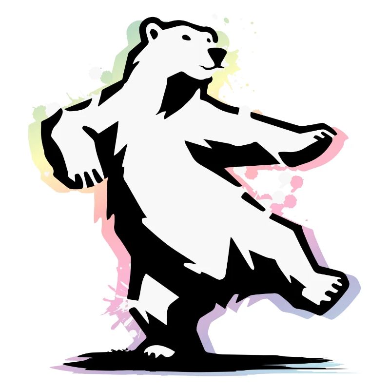 Tanzender Eisbär im Stencil-Stil