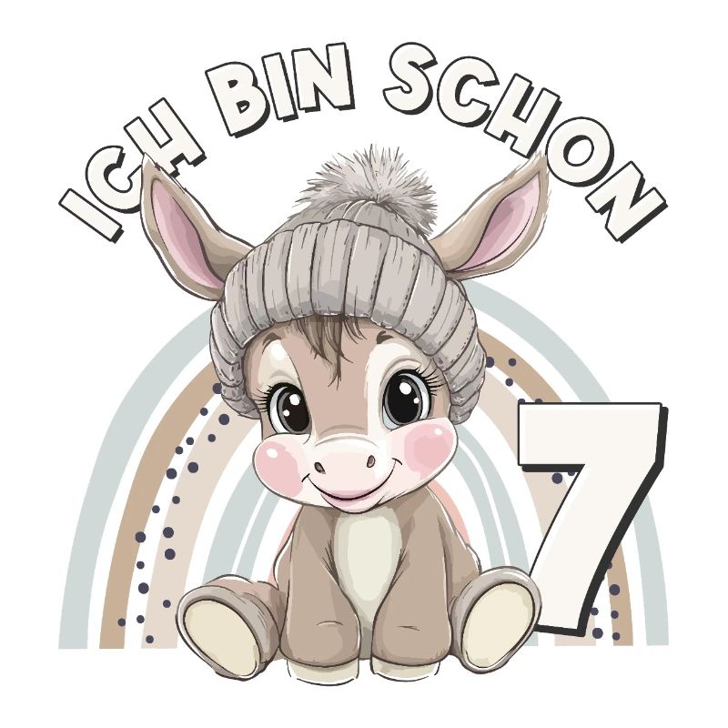 7. Geburtstag Esel Regenbogen Süß Niedlich