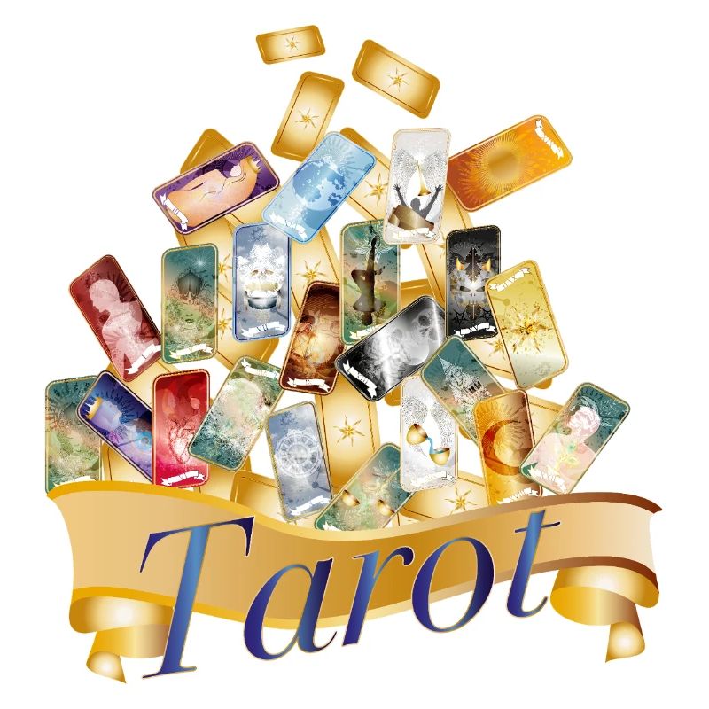 Magic Tarot Cards Collage with Mystical Banner
