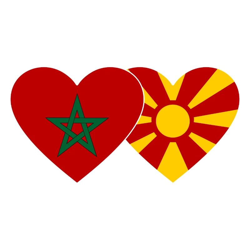 Maroc Macédoine Drapeau Coeur