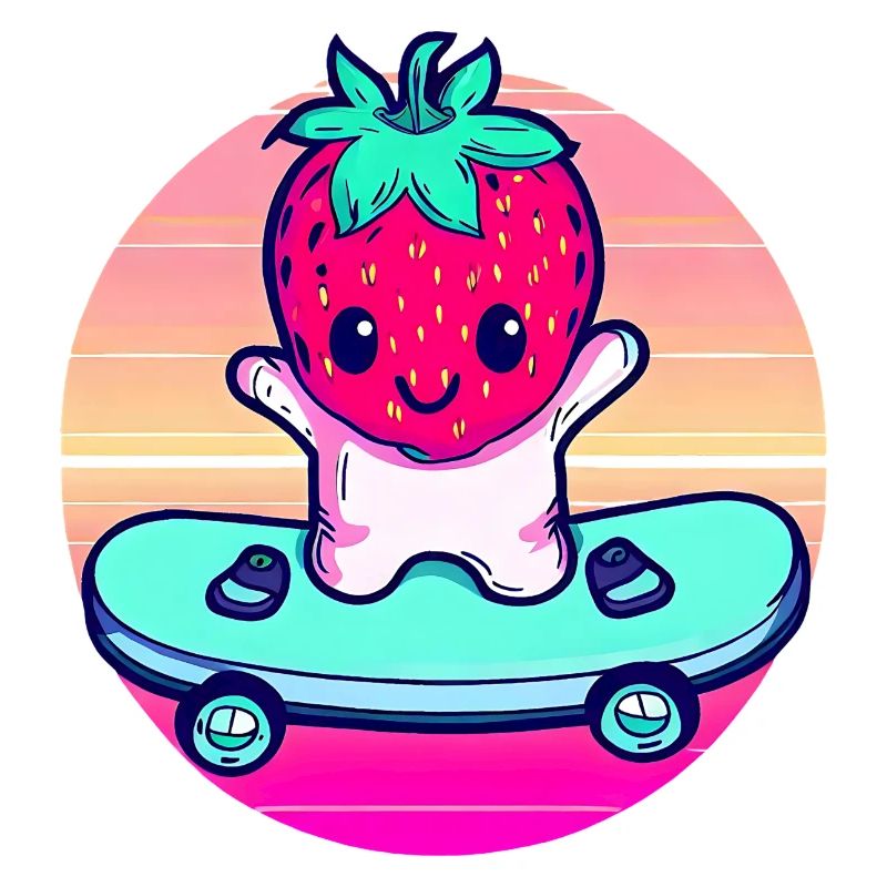 Strawberry skateboard in sunset