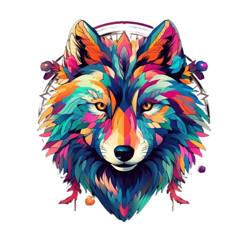 Neon Shadow Wolf Circle
